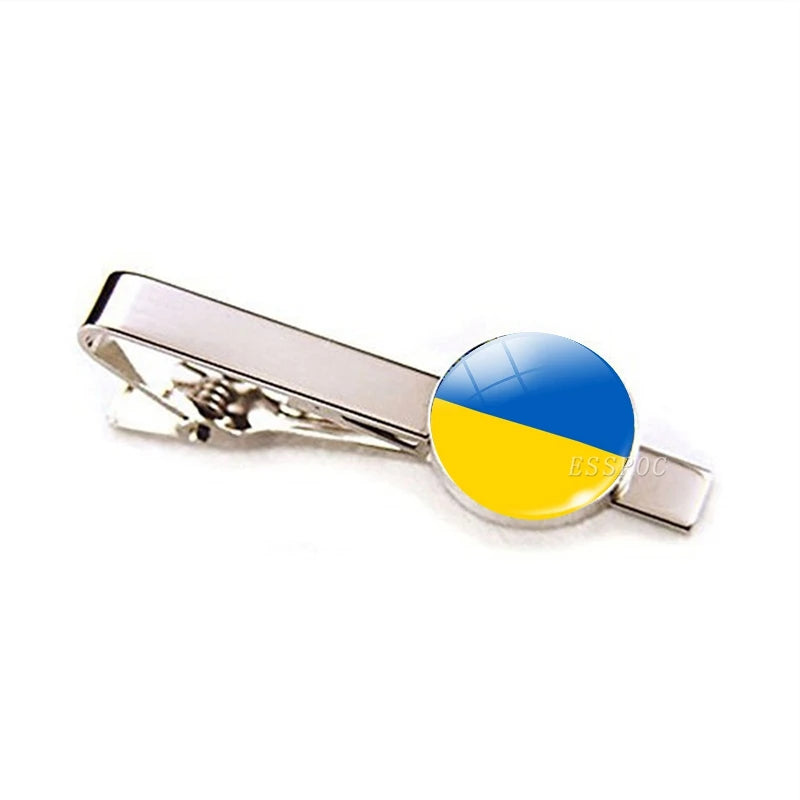 30 Countries National Flag Tie Clips Men Metal Necktie USA Flag Clip Pins Button Wedding Suit Accessories