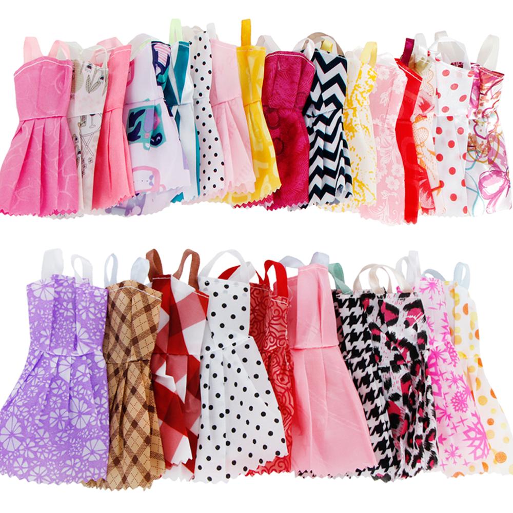 Random 10/20 Sets Mini Dress Colorful Summer Sleeveless Dollhouse Accessories Clothes for Barbie Doll Lovely Girl Toy Lot
