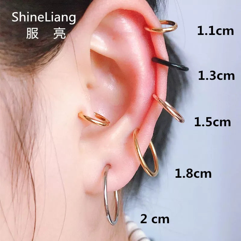 2PCS Unisex Punk Clip on Ear Without Piercing No Hole Fake Body Nose Lip Small Gold Silver Black Plating Earrings for Women Men