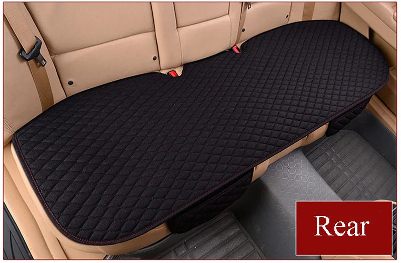 Flax Car Seat Covers Front Rear Full Set Choose Car Seat Cushion Linen Fabric Seat Pad Protector Car Accessories Anti-Slip