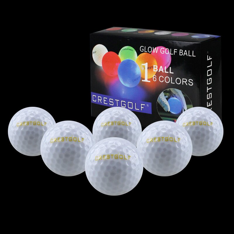 Crestgolf Golf Ball With Logo 3pcs/6pcs/10pcs/30pcs/Pack Night Glow Light Glow LED Golf Ball-Six Color for Your Choice