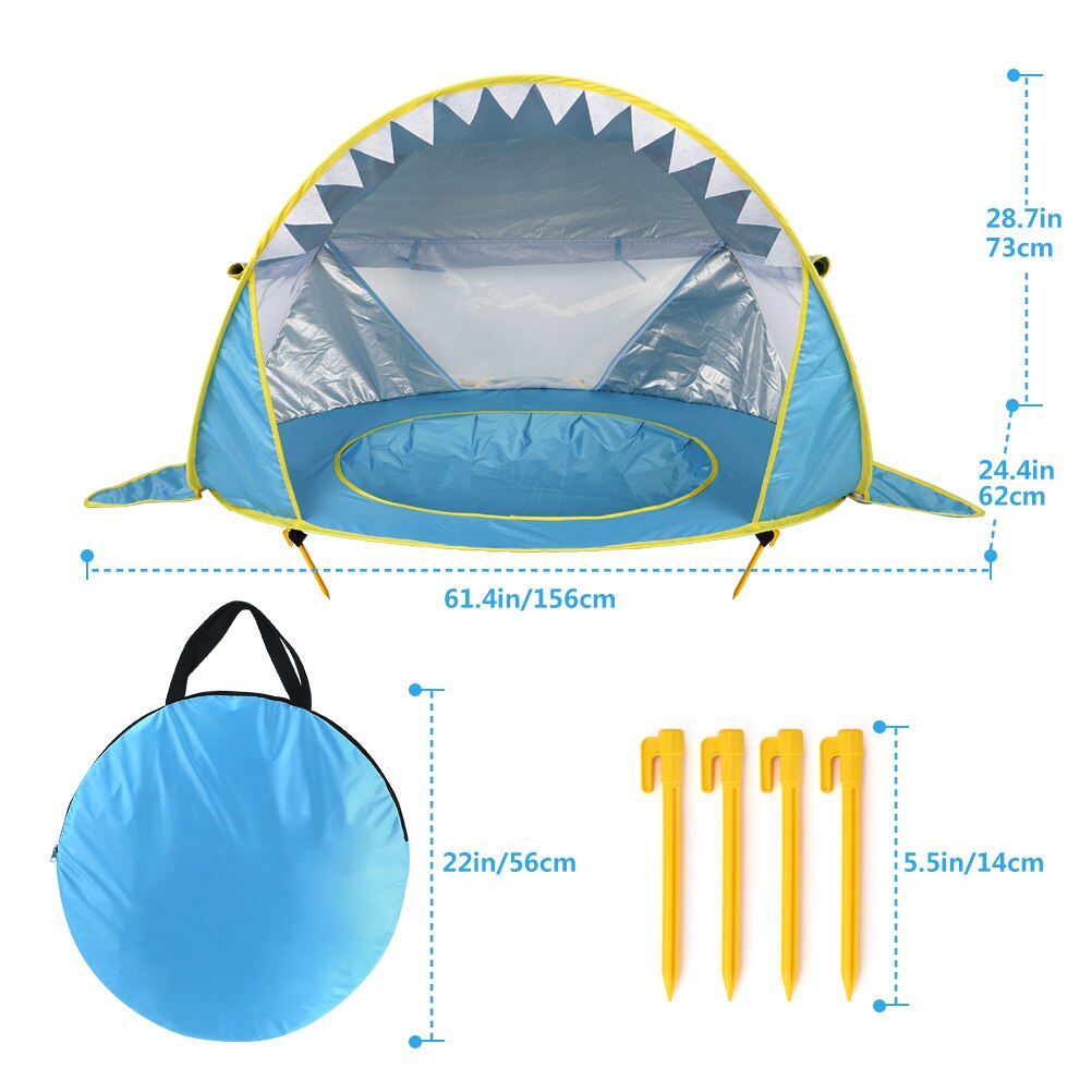Baby Beach Tent Uv-Protecting Sunshelter With a Pool Baby Kids Beach Tent Pop Up Portable Shade Pool UV Protection Sun Shelter