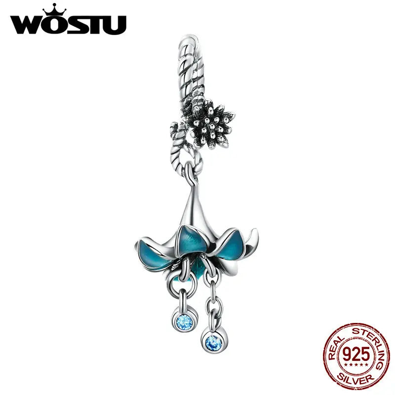 WOSTU 925 Sterling Silver Bee Dreamcatcher Wings Bead Charm Pendant Fit Original Bracelet Bangle Women DIY Fine Jewelry