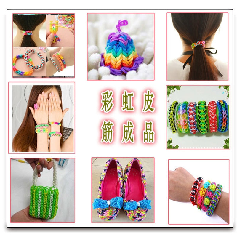 Loom Bands Toys for Children Lacing Toy Elastic Rubber Band for Weaving Bracelets Rabbit Diy Set Needlework Fine Motor Skills