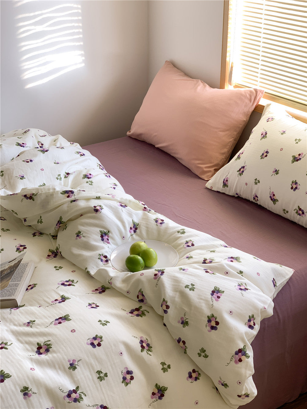 Double Layer Cotton Bedding Set Infant Class Softness Floral Design Duvet Cover Bed Sheet Pillowcases 4 Pieces Bedding Set