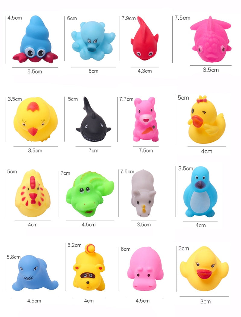 10Pcs/Set Cute Baby Bath Toys Wash Play Animals Soft Rubber Float Sqeeze Sound Toys for Baby GYH