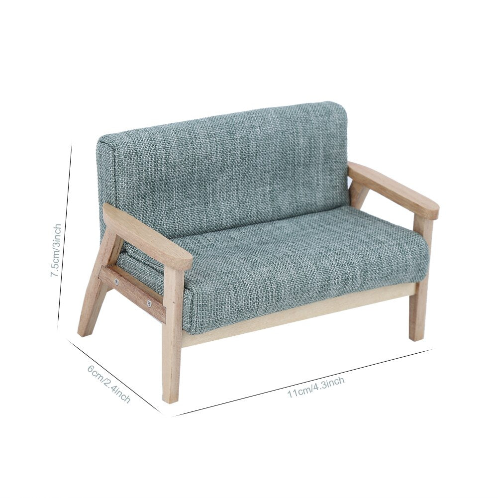 1/12 Miniature Sofa Simulation Dollhouse Sofa Living Room Furniture Children Doll House DIY Pretend Play Role Toys