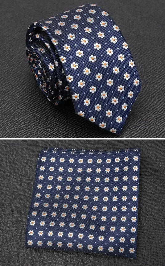 XGVOKH Men Tie Cravat Set Fashion Wedding Ties for Men Hanky Necktie Dot Striped Gravata Jacquard Tie Social Party Accessories