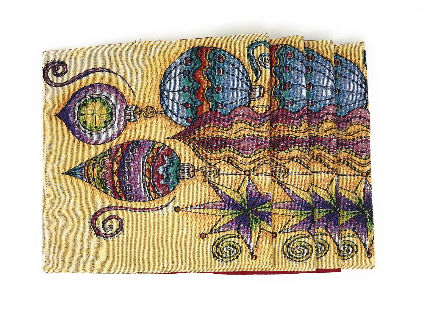 DaDa Bedding Set of 8 Pieces Bohemian Ornaments Table Tapestry - 4 Placemats, 2 Table Runners, 2 Throw Pillow Covers (14