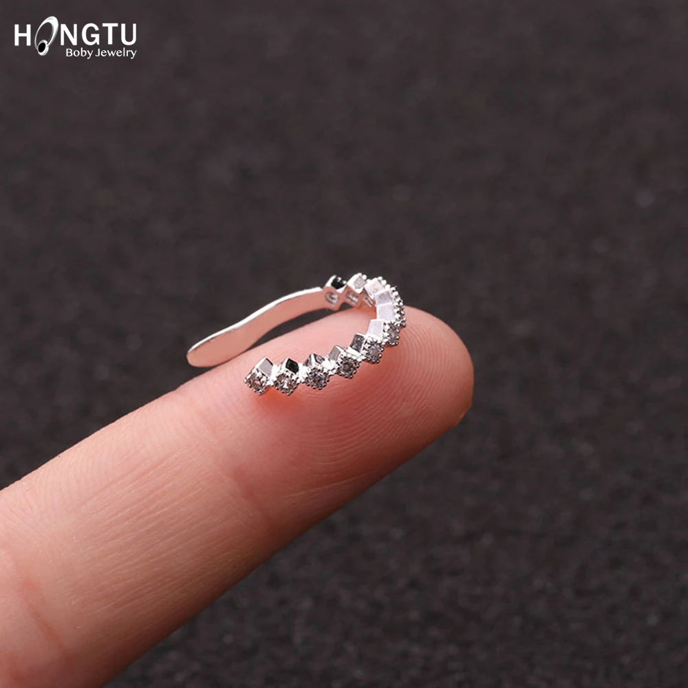 HONGTU 1PC Copper Crystal Ear Cuffs for Women Wrap Cuff Clip on Earrings No Pierce Earrings Fake Earring Piercing Jewellery 2020