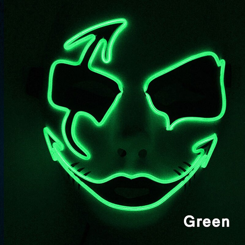 Neon Light LED Mask LED Halloween Scary Mask Cosplay Party Masque Masquerade Masks Halloween Costume Carnival Glow Party Props