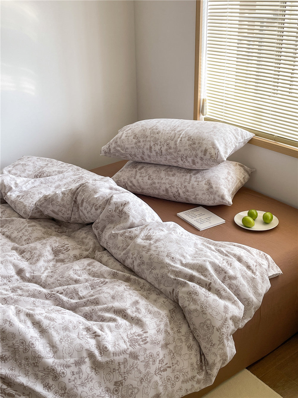 Double Layer Cotton Bedding Set Infant Class Softness Floral Design Duvet Cover Bed Sheet Pillowcases 4 Pieces Bedding Set