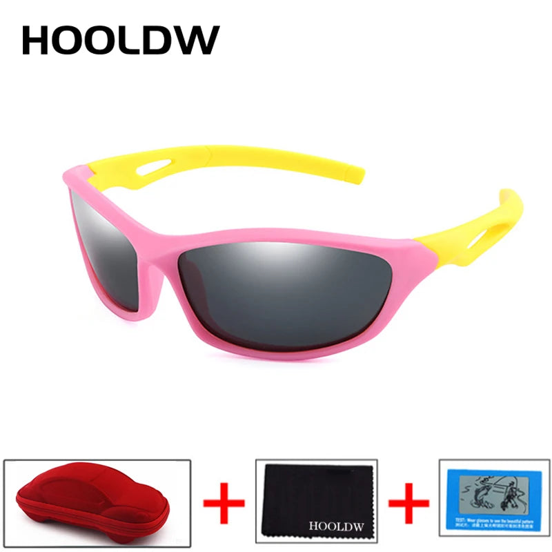 HOOLDW New Children Sunglasses Polarized Sun Glasses Silicone Flexible Baby Kids Glasses Boys Girls Sport Goggles UV400 Eyewear