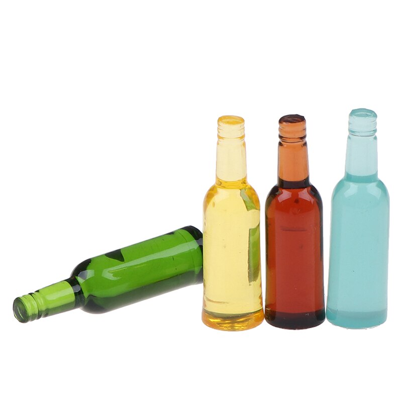 6Pcs 1:12 Dollhouse Miniature Toy Beer Wine Drink Bottle Doll Food Kitchen Living Room Toy Accessories
