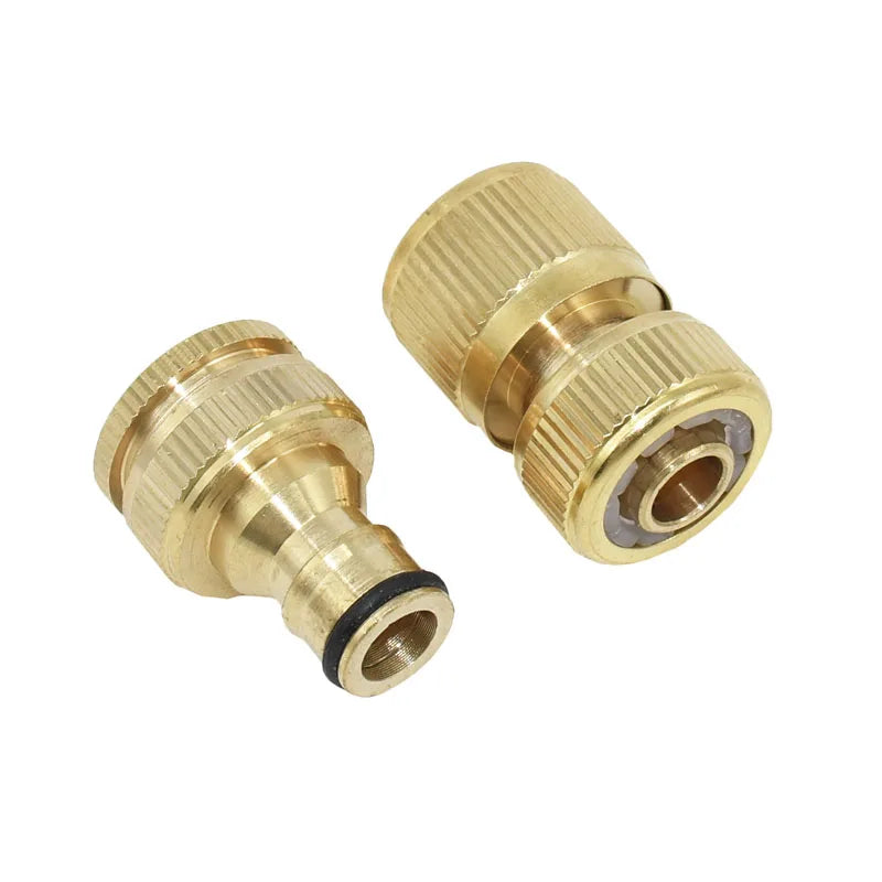 Garden Brass Hose Quick Connector 1/2 Copper Connector Garden Hose Female Thread 1/2 3/4 Water Gun Fitting 1set