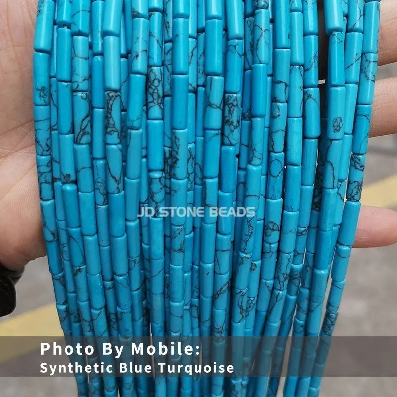 4*13mm Natural Stone Agate Jasper Turquoise Tube Shaped Beads Loose Cylindrical Bead for Jewelry Making DIY Bracelet Accessory