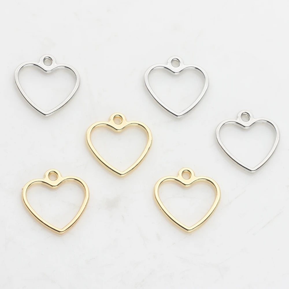 20pcs/Lot 12MM Zinc Alloy Mini Sweet Hollow Love Heart Shape Charms for DIY Earrings Jewelry Making Accessories