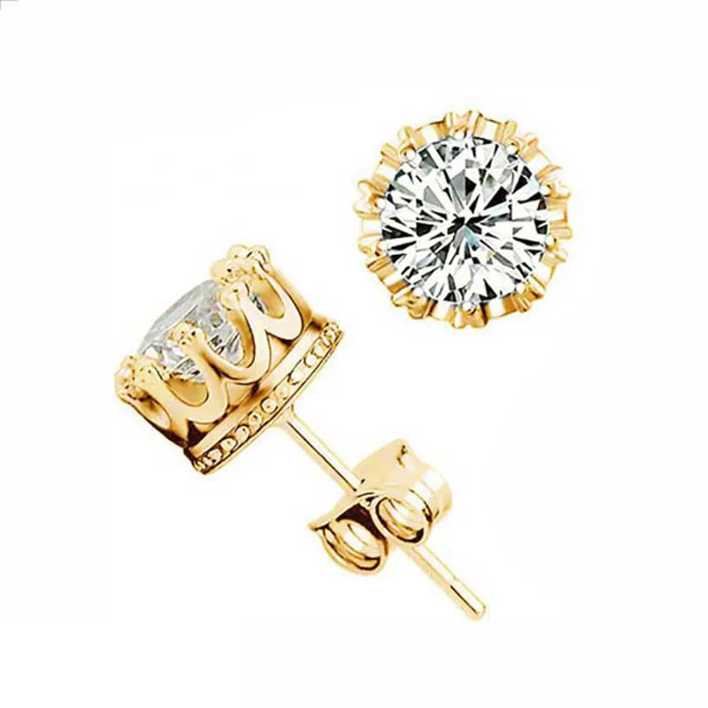 Classic Green AAA Cubic Zirconia Stud Earrings Round Crystal Girl Ear Studs for Women Multicolor Jewelry Brincos AE176