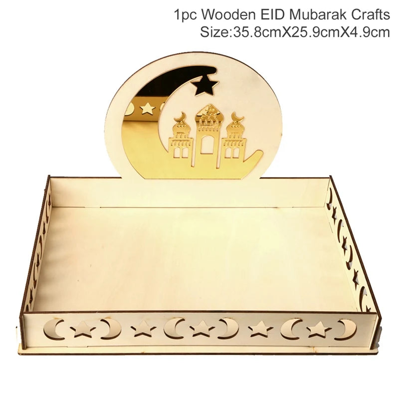 Fengrise Wooden EID Mubarak Decor 2023 Happy Ramadan Decor for Home Islamic Muslim Party Supplies Ramadan Kareem Eid Al Adha