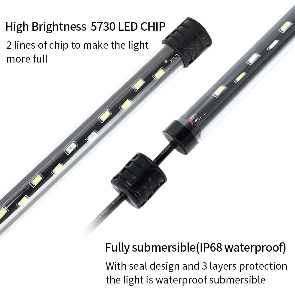 18-54cm Aquarium Light Fish Tank Submersible Light Lamp Waterproof Underwater LED Lights Aquarium Lighting