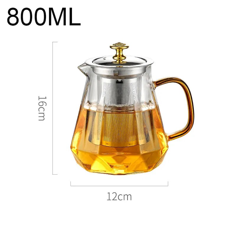 Glass Teapot Heat Resistant Tea Pot With Stainless Steel Tea Infuser Clear Tea K