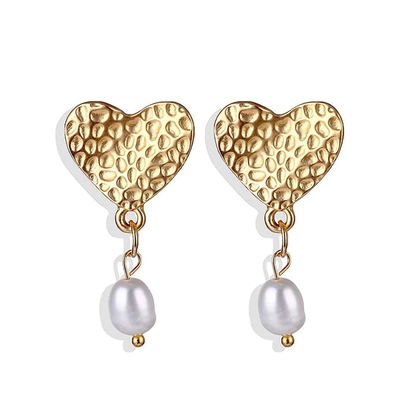 FNIO Big Simulated Pearl Earrings 2019 for Women Lover Geometric Round Heart Drop Dangle Earring Korean Statement Jewelry