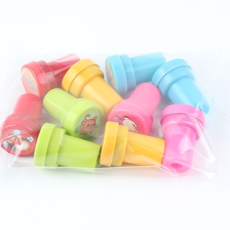 10pcs/Set Children Toy Stamps Cartoon Animals Fruits Kids Seal for Scrapbooking Stamper DIY Cartoon Stamper Toys
