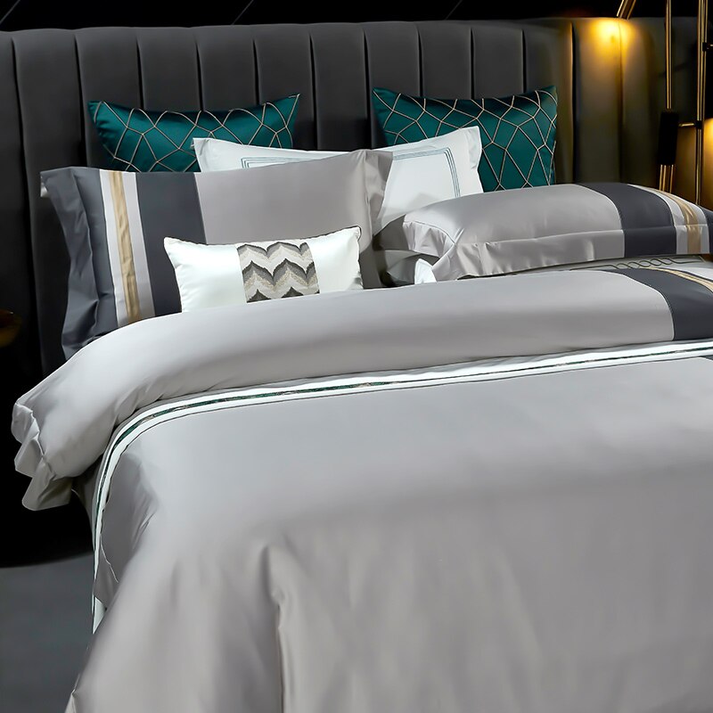 New 1000TC Egyptian Cotton Bedding Sets Queen King Size Bed Duvet Cover Flat /Fitted Sheet Linen Set Pillowcase 4pcs Bed Set