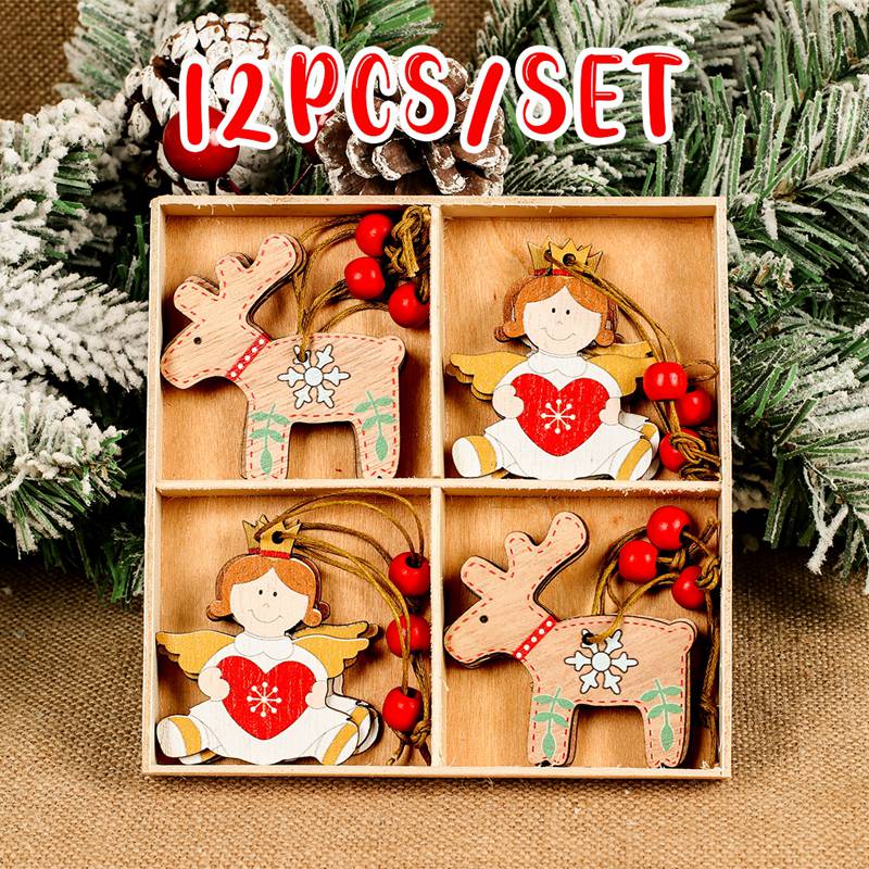 Wooden Christmas Pendant Merry Christmas Decor for Home 2023 Navidad Ornaments C