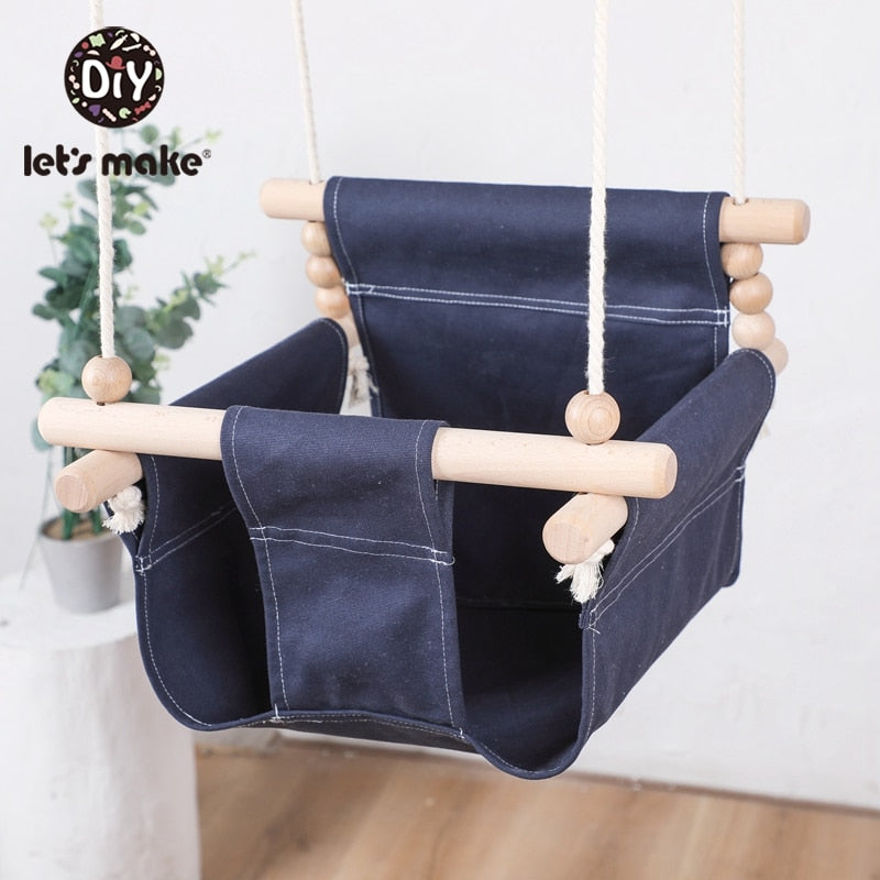 Let'S Make Cotton Baby Swing Chair Hanging Wood Children Kindergarten Toy Outside Indoor Beach Basket Swinging Chair Baby Toy
