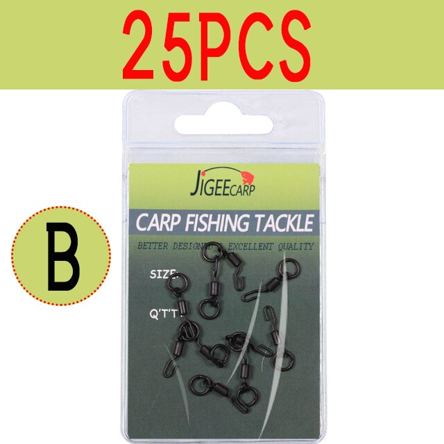 JIGEECARP 10/25pcs Carp Fishing Spinner Swivel for Ronnie Rig Quick Change Swivel Connector Carp Coarse Fishing Terminal Tackle