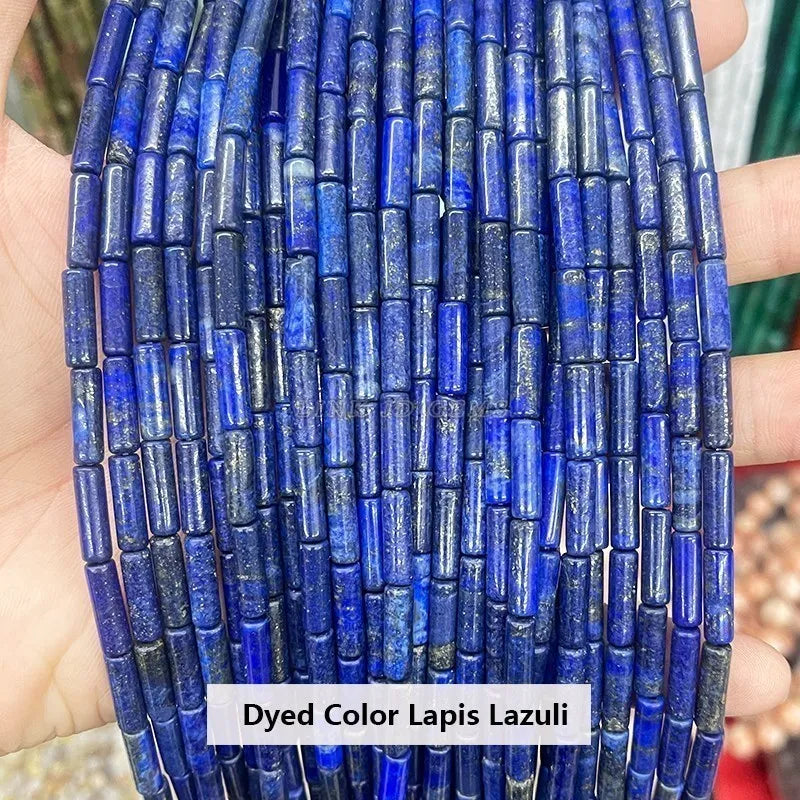 4*13mm Natural Stone Agate Jasper Turquoise Tube Shaped Beads Loose Cylindrical Bead for Jewelry Making DIY Bracelet Accessory