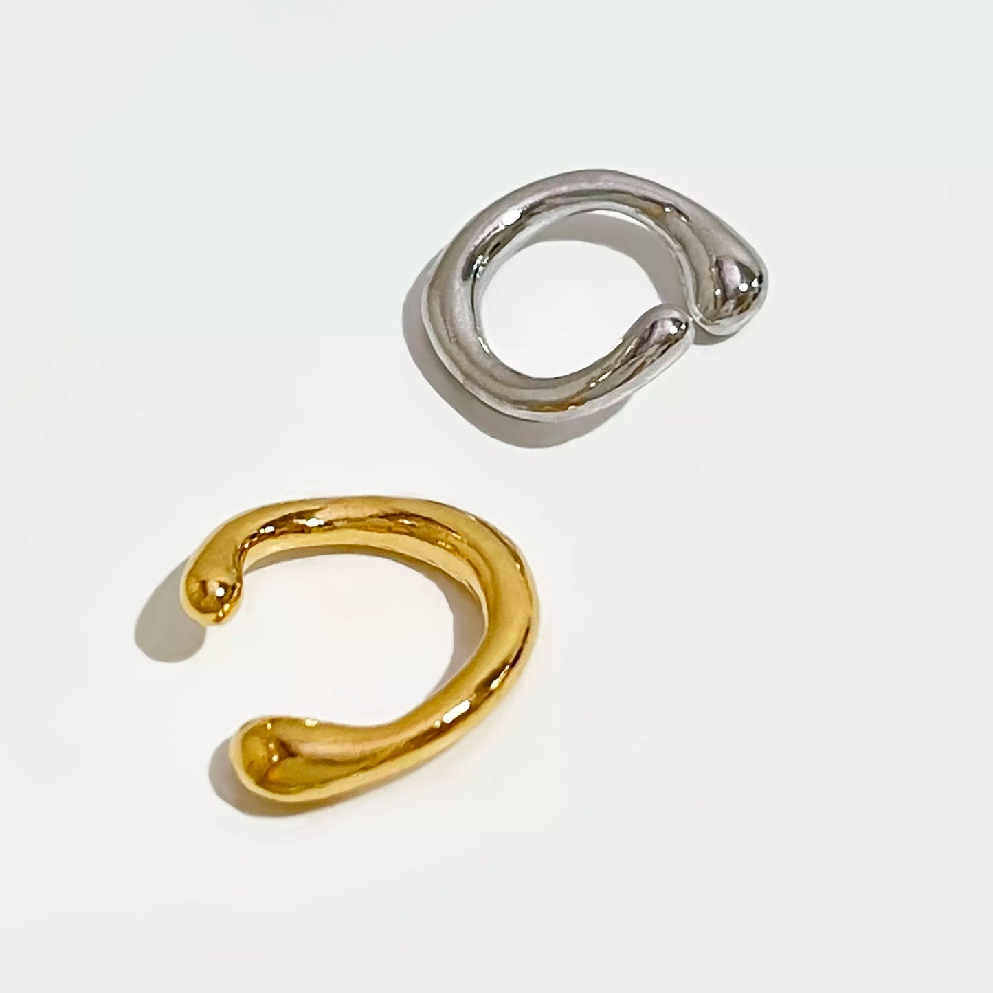Peri'sBox Solid Gold Color Earrings Without Piercing Geometric Round Ear Cuff Minimalist Cartilage Earrings Women Simple Jewelry