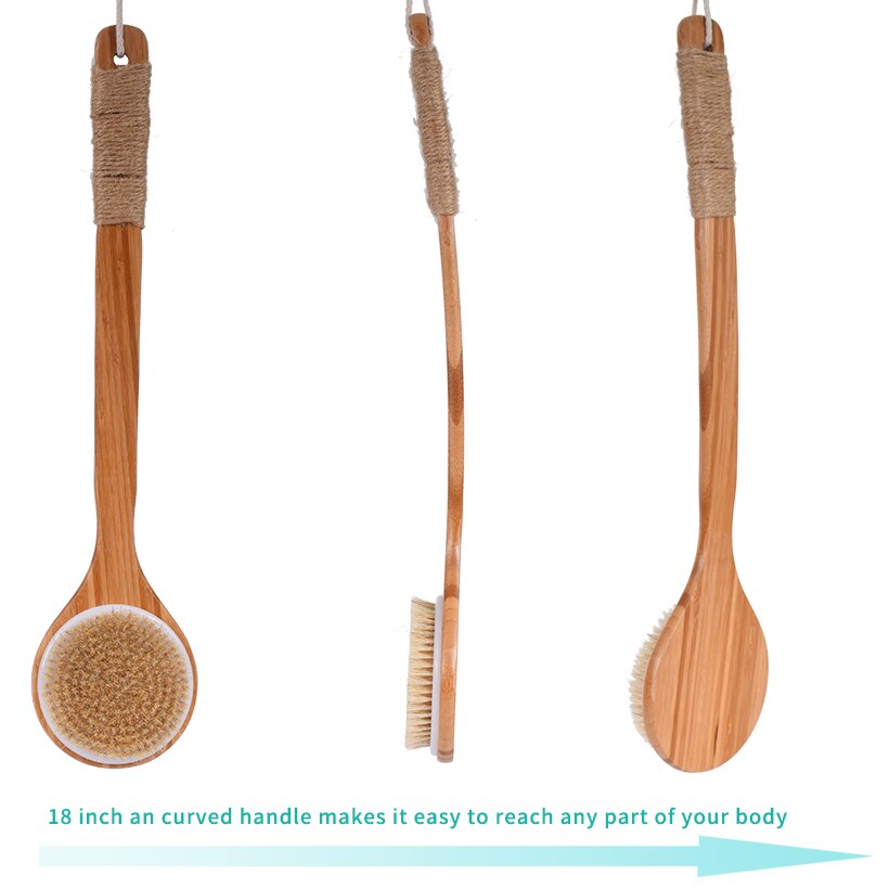 TREESMILE Natural Bristle Bath Brush SPA Woman Man Skin Care Dry Body Brush D40