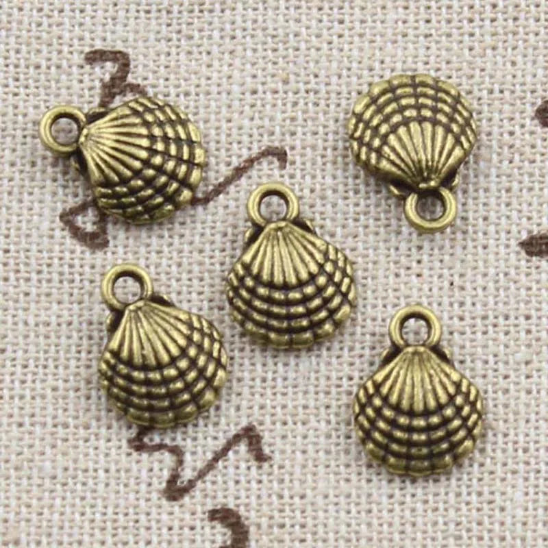 15pcs Charms Double Sided Lovely Shell 13x10mm Antique Making Pendant Fit,Vintage Tibetan Bronze,DIY Handmade Jewelry