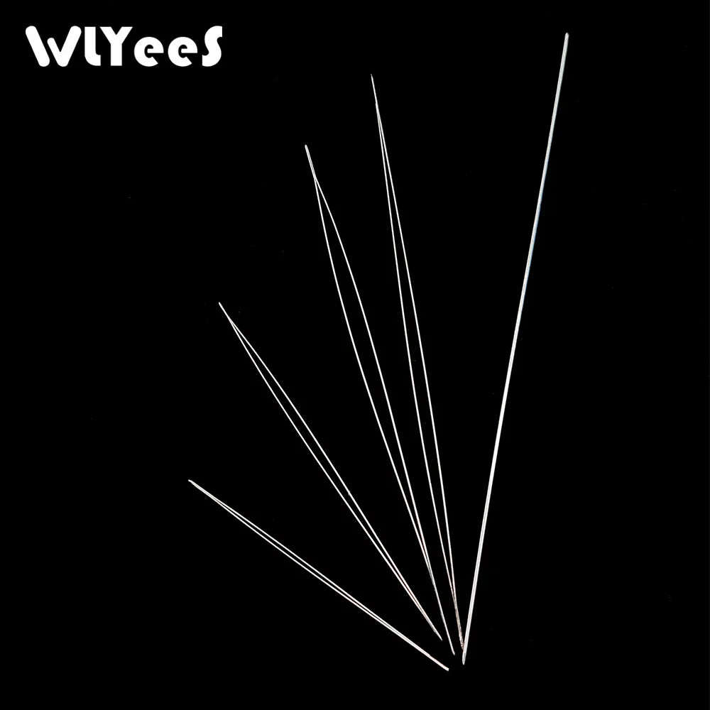 WLYeeS 5Pcs Central Opening Curved Beading Needles Stainless Steel Tools Pins for Bead Threading String Cord Easy Jewelry Making