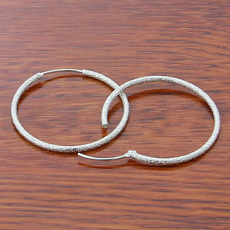 New Trendy 925 Sterling Silver Simple 3.5cm/5cm Circle Round Hoop Earring for Woman Fine Jewelry