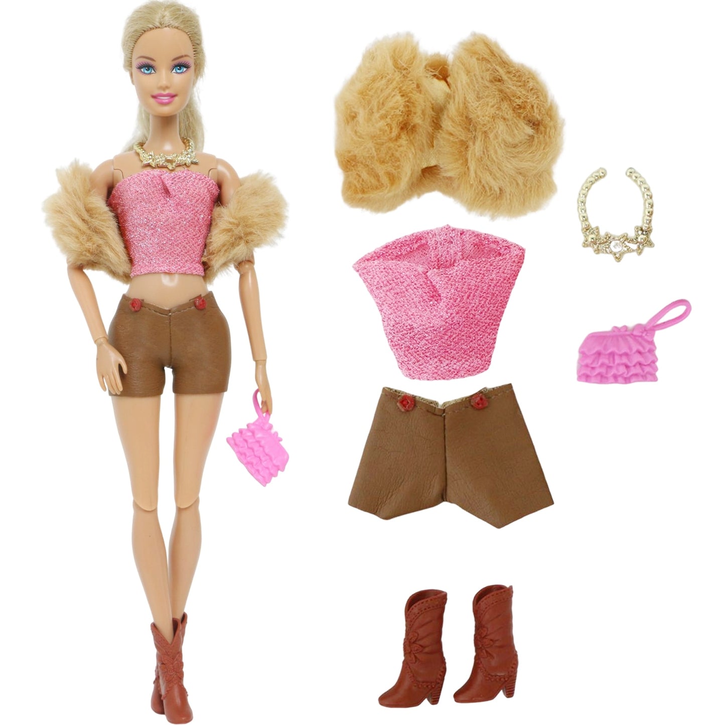 Lot Doll Outfit Playset Coat Dress Shirts Vest Shorts Trouser Blousers Bags Shoes Hat Cool Clothes for Barbie Doll Accessories