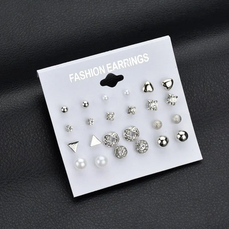 Modyle New Hot Sell Small Stud Earrings Set for Women Girl Punk Stud Earrings Set Personality Party Jewelry Brincos