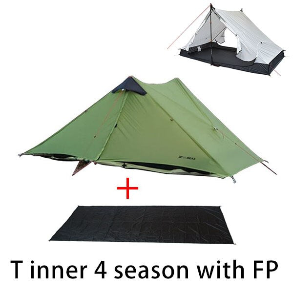 2023 T Zipper Inner Open Version LanShan 2 Two Person No-See-Um Light Weight 3 Seasons/4 Seasons 15D Silnylon Rodless Tent