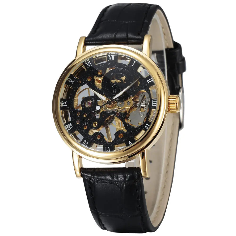 Casual New Fashion SEWOR Brand Skeleton Men Male Military Army Clock Classic Luxury Gold Mechanical Hand Wind Wrist Watch