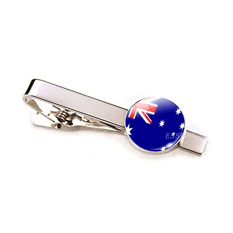 30 Countries National Flag Tie Clips Men Metal Necktie USA Flag Clip Pins Button Wedding Suit Accessories