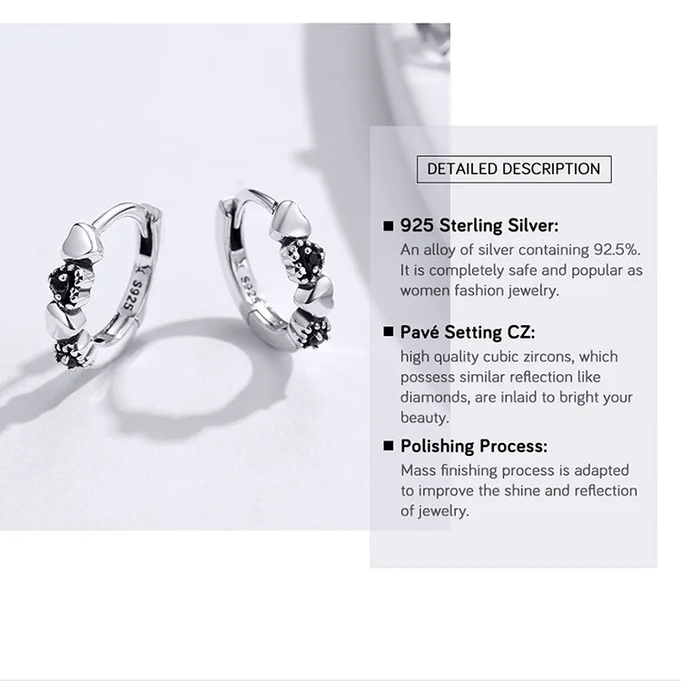 BAMOER 925 Sterling Silver Heart to Heart Hoop Earrings Silver for Women Sterling Silver Jewelry Valentine's Day