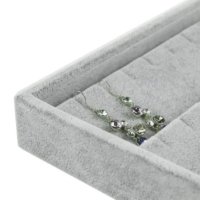 High Level Gray Velvet Ring Bracelet Necklace Watch Pendant Stud Earring Hand Catenary Jewelry Tray Plate Holder Display Packing