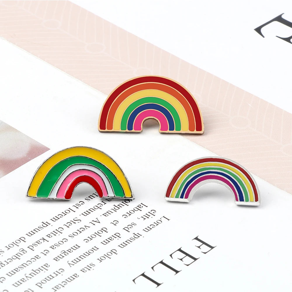 Fashion Colorful Enamel Pin Brooches for Women Cartoon Creative Mini Rainbow Metal Brooch Pins Denim Hat Badge Collar Jewelry