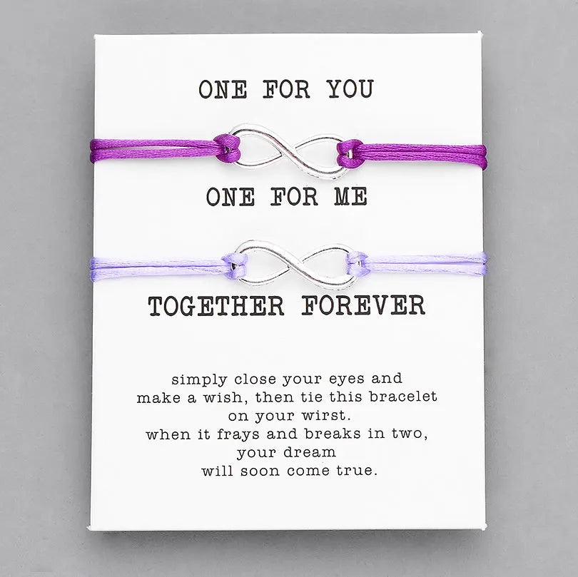 Pipitree 2pcs/Set Together Forever Love Infinity Bracelet for Lovers Red String Couple Bracelets Women Men's Wish Jewelry