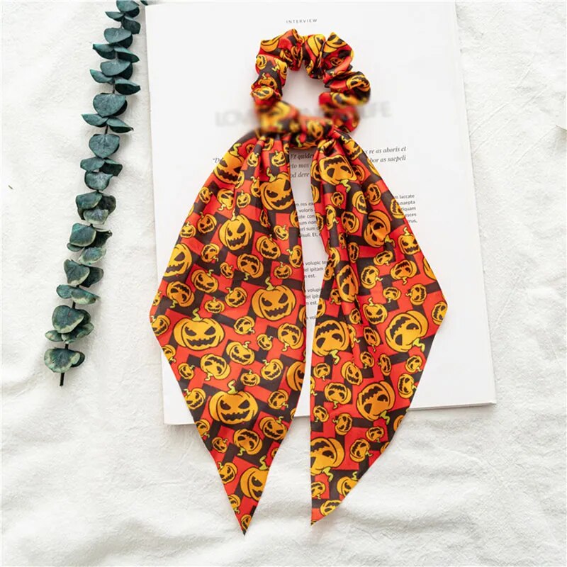 Santa Claus Bows Hair Scrunchies Long Ribbon Ponytail Scarf Hair Tie Women Girls Elastic Hair Bands Christmas Hair Accessories