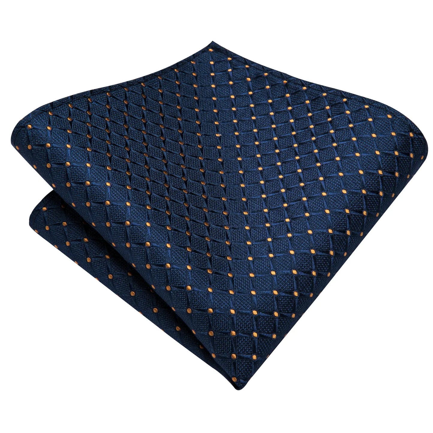 Business Tie for Men Silk Blue Tie Dots Necktie Set Plaid Cufflinks for Wedding Business Tie 150cm Hi-Tie SN-3529