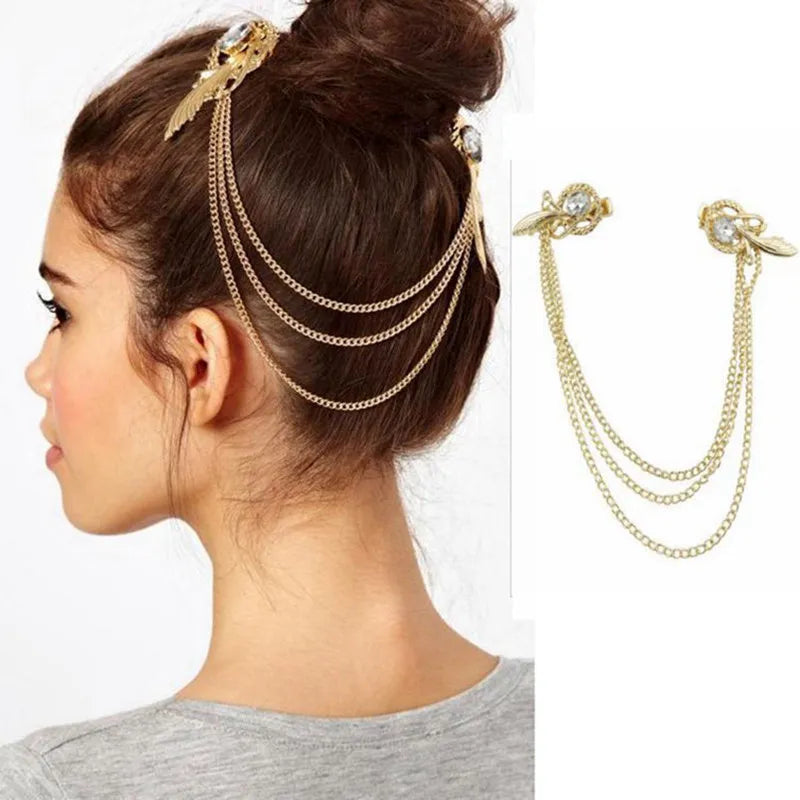 Boho Draping Crystal Bride Hair Accesories New Fashion Elegant Head Chain Hair Jewelry Wedding Hairstyles Headpiece