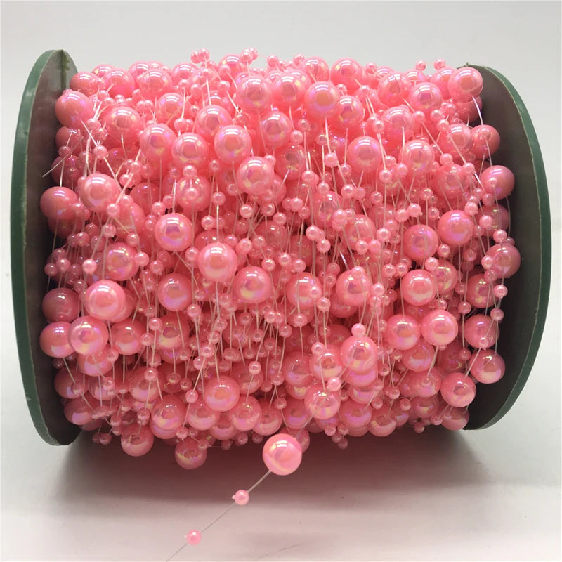 5yards Fishing Line Artificial Pearls Beads Chain Garland Flowers Wedding Christmas Decoration Brides Headgear 3mm 8mm Beads